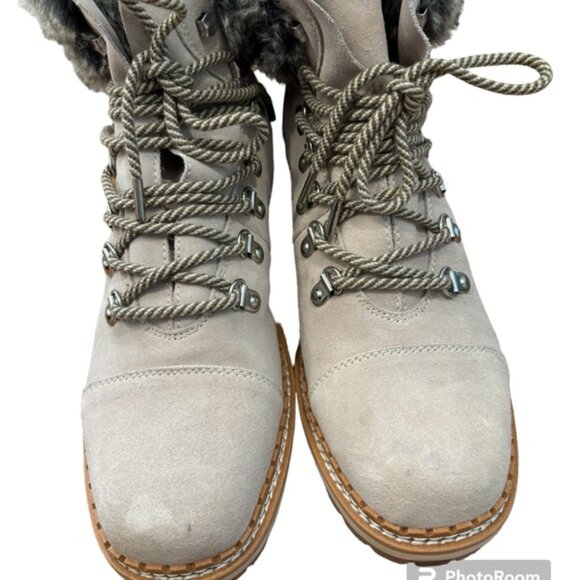 Sam Edelman Bowen Grey Suede Faux Fur Hiking Boot size 7.5 - Picture 2 of 12